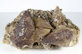 Calcite Crystals with Purple Fluorite (New Find) - China #177692-1